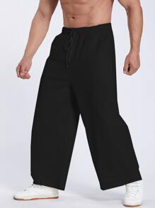 Manfinity Homme 男士加大號束口寬腳寬鬆褲 - 黑色 - 查看 1