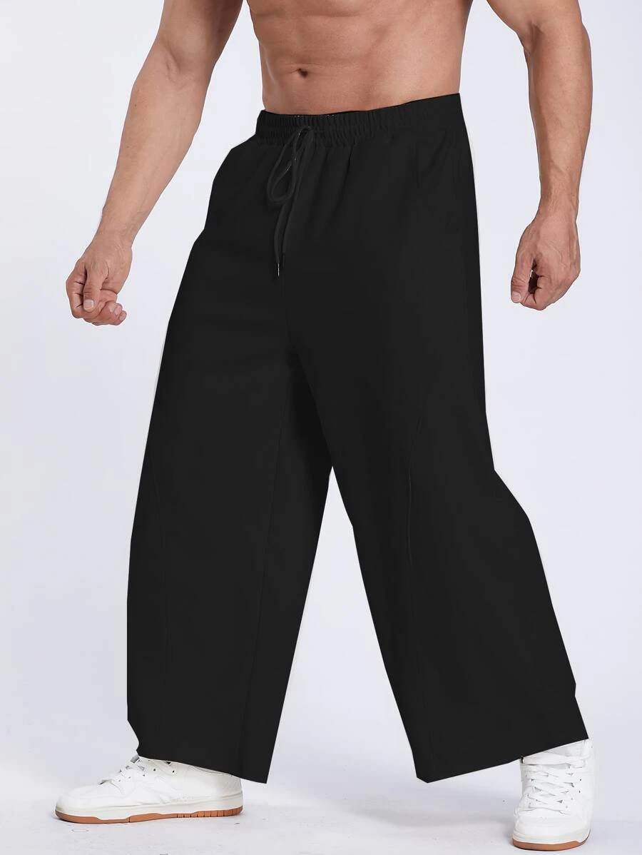 Manfinity Homme 男士加大號束口寬腳寬鬆褲 - 黑色 - 查看 1