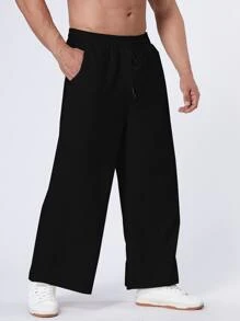 Manfinity Homme 男士加大號束口寬腳寬鬆褲 - 黑色 - 查看 6