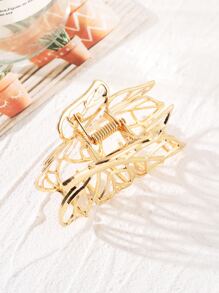 Pinza para el cabello con diseño de hoja para otoño e invierno, accesorio para el cabello para mujeres para looks de vacaciones - Dorado - Ver 5