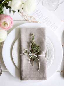 1pc Plain Cloth Napkin, Grey Simple Polyester Table Napkin For Dining Table - Grey - View 4