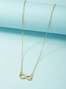 水鑽裝飾無窮吊墜項鏈 - 金黃色 - 查看 2