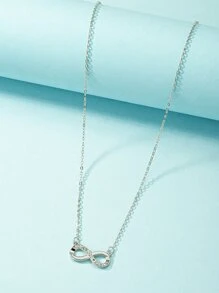 Amuleto Colar Decoração de strass Infinidade - Prata - Ver 2