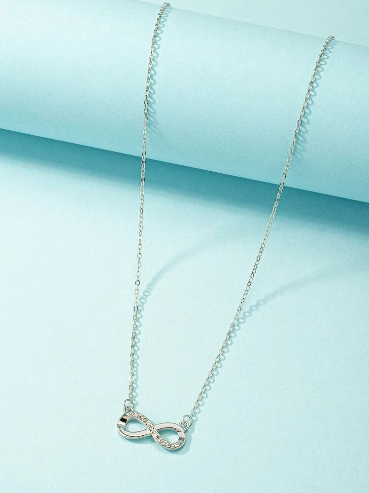 Collana in argento Sterling 925 con ciondolo a forma di cuore a forma di infinito, con ciondolo a forma di cuore placcato in platino, da donna, Argento sterling : Billie Bijoux