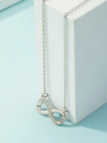Amuleto Colar Decoração de strass Infinidade - Prata - Ver 3