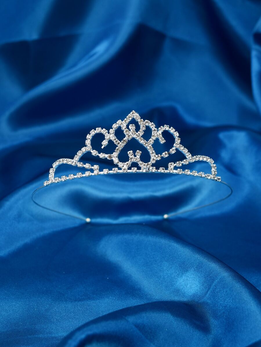 Rhinestone Heart Decor Bridal Headband - Bạc - Xem 1