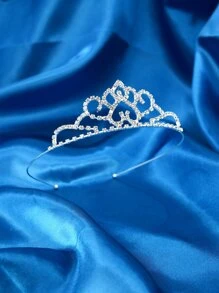 Rhinestone Heart Decor Bridal Headband - Bạc - Xem 3