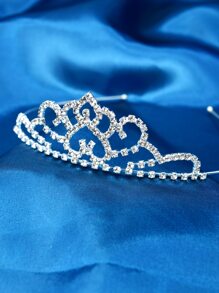 Rhinestone Heart Decor Bridal Headband - Bạc - Xem 4