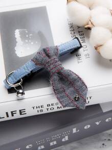 PINCOOL Adjustable Small Dog Collar With Bells, Necktie & Leash Ring For Walking, Cute Design Suitable For Small Pets - Grey - View 1