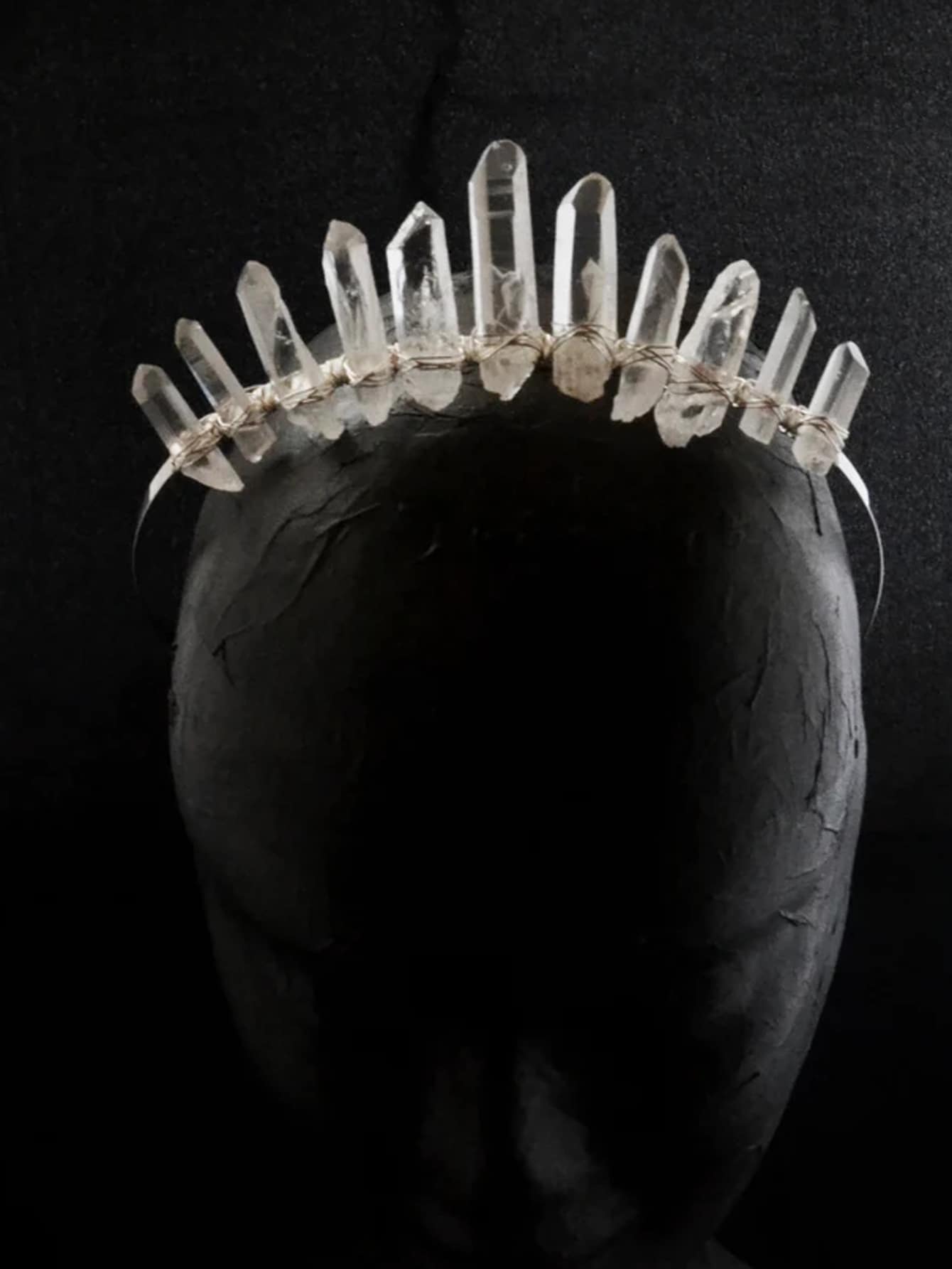 1pc Natural White Crystal Crown Headband - Clear - View 1