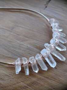 1pc Natural White Crystal Crown Headband - Clear - View 5