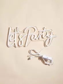1PC Let's Party Let's Dance Let's Go Let's Eat Let's Glow Neon Sign - USB Powered LED Light For Party Decor, Wall Hanging Night Light, Birthday Celebration, Bedroom Room Party Lighting - Yellow - View 4