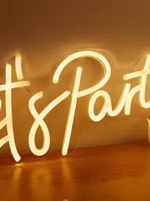 1PC Let's Party Let's Dance Let's Go Let's Eat Let's Glow Neon Sign - USB Powered LED Light For Party Decor, Wall Hanging Night Light, Birthday Celebration, Bedroom Room Party Lighting - Yellow - View 6