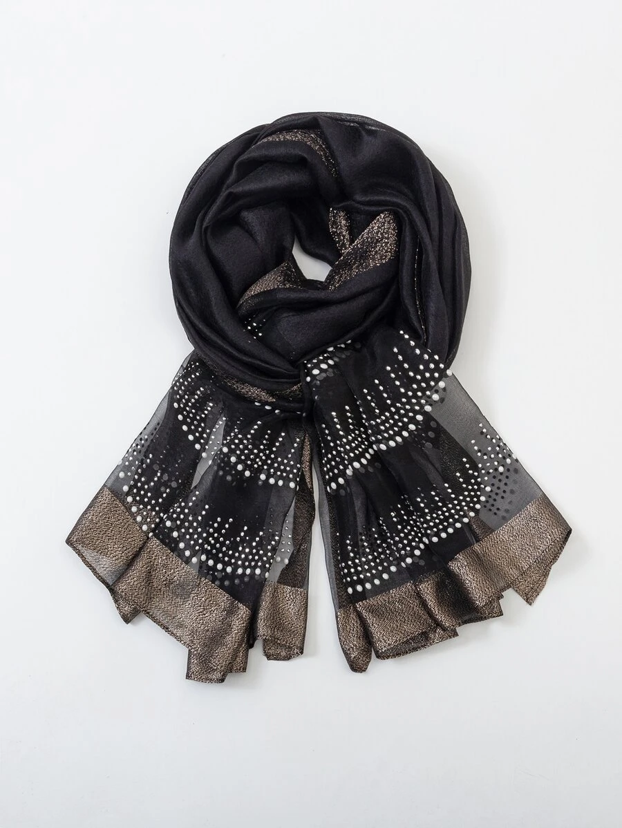1 Nữ Kim Cương Giả & Ngọc Trai Giả Trang Trí Khăn Thời Trang Quà Tặng Cho Mẹ - màu đen - Xem 1