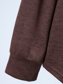 Manfinity Hombres Camiseta con parche de letra sin collar - Café integral - Ver 3