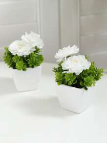 1pc/3pcs Artificial Potted Garden Roses & Ginkgo Leaves, Home Office Bedroom Decor Plants, All Season Decoration, Suitable For Valentine's Day, Mother's Day, Thanksgiving Tabletop - Multicolor - View 3