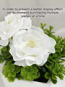 1pc/3pcs Artificial Potted Garden Roses & Ginkgo Leaves, Home Office Bedroom Decor Plants, All Season Decoration, Suitable For Valentine's Day, Mother's Day, Thanksgiving Tabletop - Multicolor - View 7