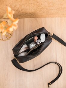 Heart Quilted Crossbody Bag - Black - View 5