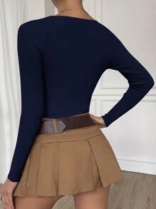 SHEIN Essnce 插肩袖短款毛衣 - 藏蓝色 - 查看 2