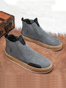 Hombres Zapatos de dos tonos arriba alta sin cordones - Gris - Ver 3