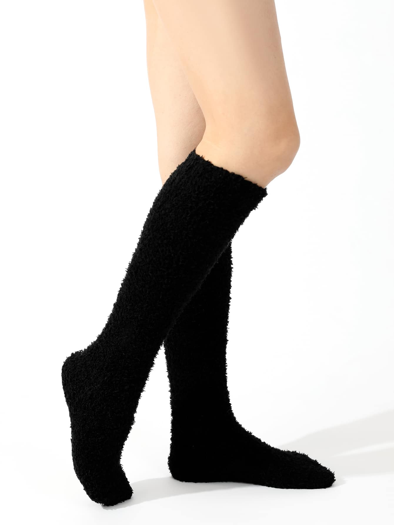 Calcetines altos unicolor - Negro - Ver 1