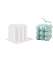 1pc Cube Shaped Candle Silicone Mold - White - View 1