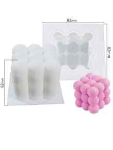 1pc Cube Shaped Candle Silicone Mold - White - View 3