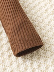 SHEIN Conjunto Para Recién Nacido De 2 Piezas Con Body De Cuello De Tortuga De Punto Acanalado Para Niño - Multicolor - Ver 5