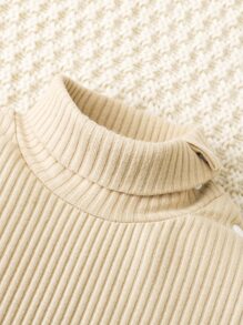 SHEIN Conjunto Para Recién Nacido De 2 Piezas Con Body De Cuello De Tortuga De Punto Acanalado Para Niño - Multicolor - Ver 6