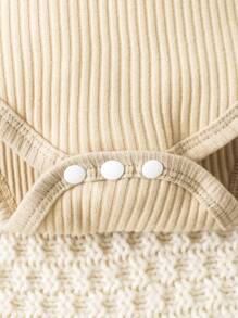 SHEIN Conjunto Para Recién Nacido De 2 Piezas Con Body De Cuello De Tortuga De Punto Acanalado Para Niño - Multicolor - Ver 7