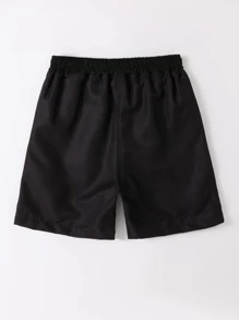 Boys Contrast Side Seam Swim Shorts - Black - View 2