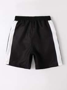 Boys Contrast Side Seam Swim Shorts - Black - View 3