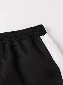 Boys Contrast Side Seam Swim Shorts - Black - View 4