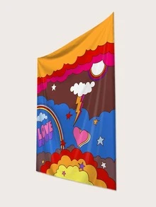 Rainbow & Letter Graphic Tapestry - Multicolor - View 2