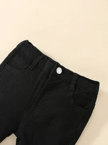Young Girl Y2K Street Boho Western Cat Whisker Ripped Fully Elastic Waist Flare Jeans