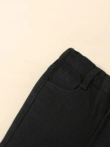 Young Girl Y2K Street Boho Western Cat Whisker Ripped Fully Elastic Waist Flare Jeans