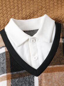 Baby Boy Plaid Print 2 In 1 Sweatshirt & Sweatpants - Multicolor - View 3