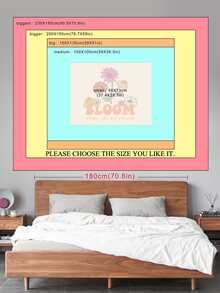 Floral & Slogan Graphic Tapestry - Multicolor - View 4