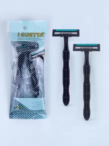 i GUETTA 2 Chiếc Nam Nữ An Toàn Dao Cạo Bôi Trơn Dải 2 Lớp Thép Không Gỉ Lưỡi Cạo Râu Nữ Tóc Máy Cạo Râu Đen - màu đen - Xem 1