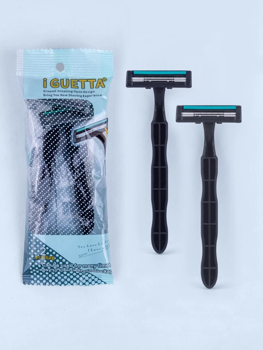 i GUETTA 2 Chiếc Nam Nữ An Toàn Dao Cạo Bôi Trơn Dải 2 Lớp Thép Không Gỉ Lưỡi Cạo Râu Nữ Tóc Máy Cạo Râu Đen - màu đen - Xem 1