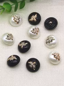 10 piezas Botones redondos con diseño de abeja para la decoración de ropa, bolsas y sombreros - Multicolor - Ver 7