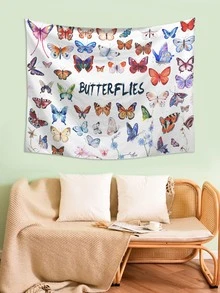 1pc Butterfly & Letter Graphic Tapestry - Multicolor - View 5