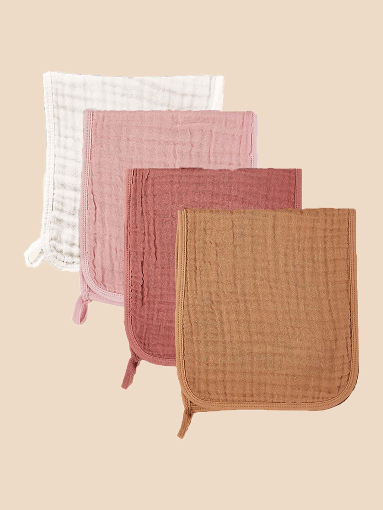 4pcs Solid Color Baby Bib - Multicolor - View 1