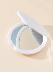 Foldable Pocket Makeup Mirror, 1pc Plain Round Double-Sided Compact Cosmetic Mirror, Desktop Mirror, Portable Travel Mirror For Women & Girl, Gift For Women Mom Wife Sister Teen Girl Friend,Makeup,Cheap,Room Decor,Vanity,Travel,Bedroom,Makeup Accessories,Mirror,Vanity Mirror - White - View 1