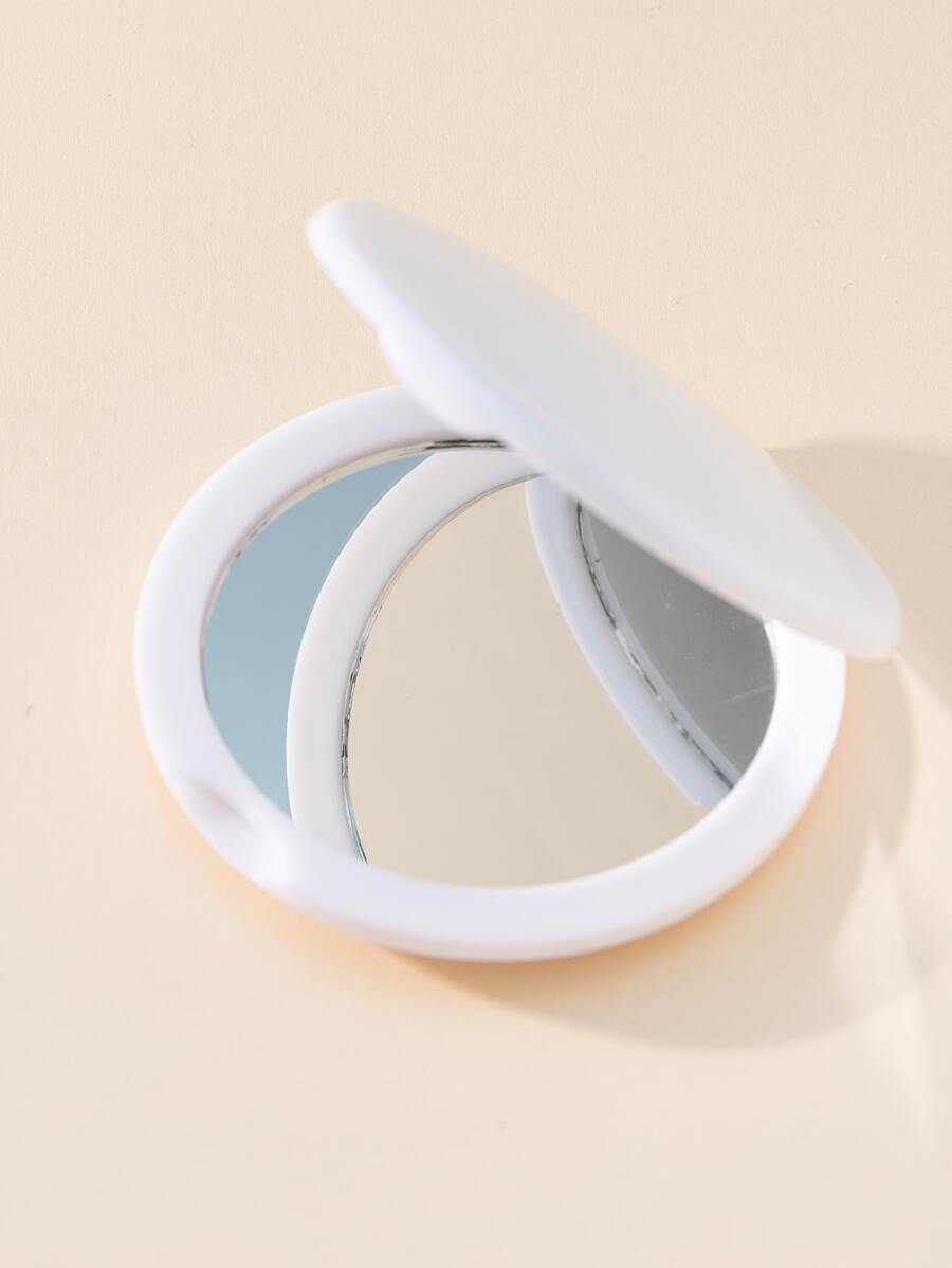 Foldable Pocket Makeup Mirror, 1pc Plain Round Double-Sided Compact Cosmetic Mirror, Desktop Mirror, Portable Travel Mirror For Women & Girl, Gift For Women Mom Wife Sister Teen Girl Friend,Makeup,Cheap,Room Decor,Vanity,Travel,Bedroom,Makeup Accessories,Mirror,Vanity Mirror - White - View 1