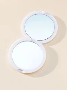 Foldable Pocket Makeup Mirror, 1pc Plain Round Double-Sided Compact Cosmetic Mirror, Desktop Mirror, Portable Travel Mirror For Women & Girl, Gift For Women Mom Wife Sister Teen Girl Friend,Makeup,Cheap,Room Decor,Vanity,Travel,Bedroom,Makeup Accessories,Mirror,Vanity Mirror - White - View 3