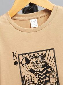 SHEIN Toddler Boys Skeleton Print Tee - Khaki - View 5