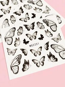 4sheets Butterfly Design Nail Art Water Decal Nail Stickers DIY