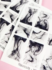 4pcs/Pack Black Smoky Pattern Nail Stickers, Without Adhesive DIY Nail Charms Nail Gems Nail Supplies Nails - Black - View 5