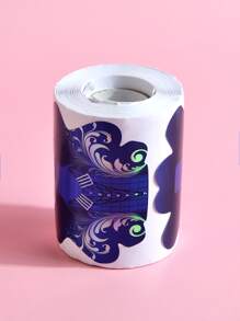 专业蓝色花朵图案美甲延长纸导贴（100张），适用于美甲模板纸，快速延长。 - 彩色 - 查看 3